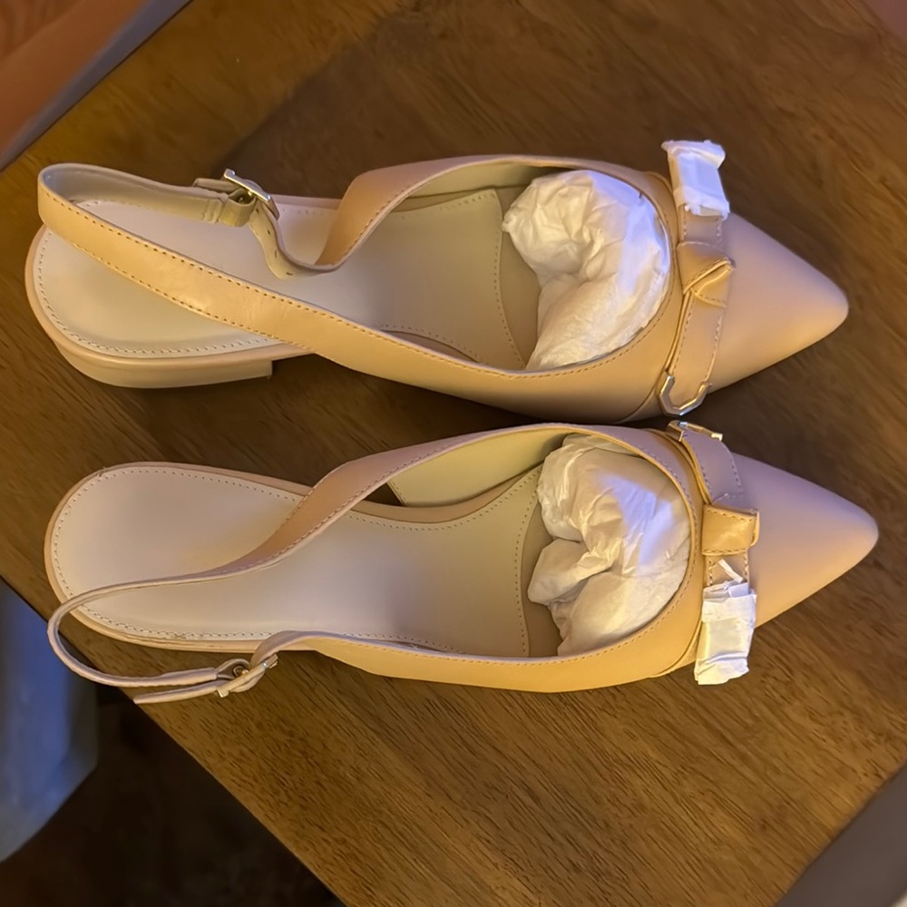 Cole Haan Tan Flats with Bow Detail